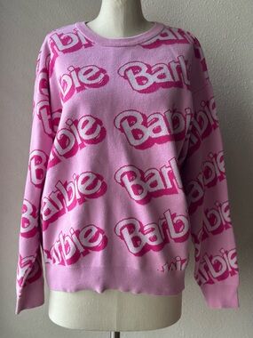 Barbie Pink Graphic Logo Crewneck Sweater